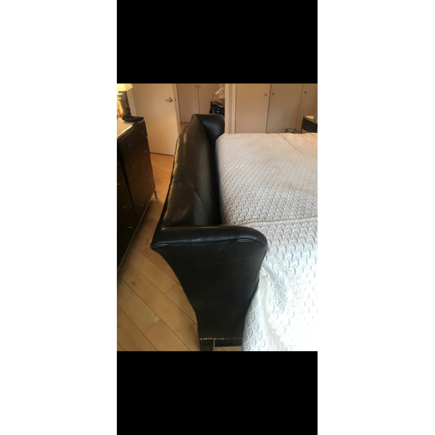 Ralph Lauren Black Leather King Bed w/ Nailheads - image-7