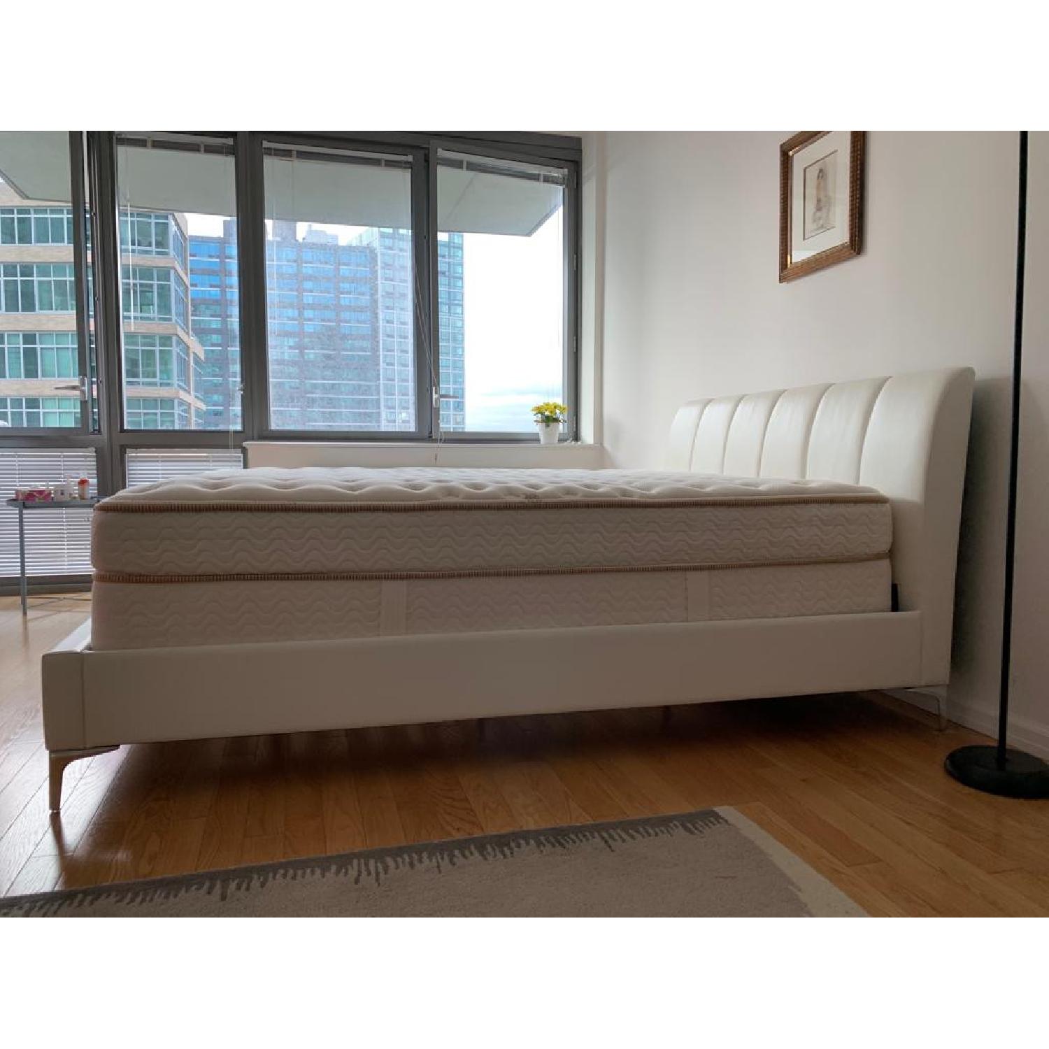 White Faux Leather Upholstered Queen Size Bed AptDeco