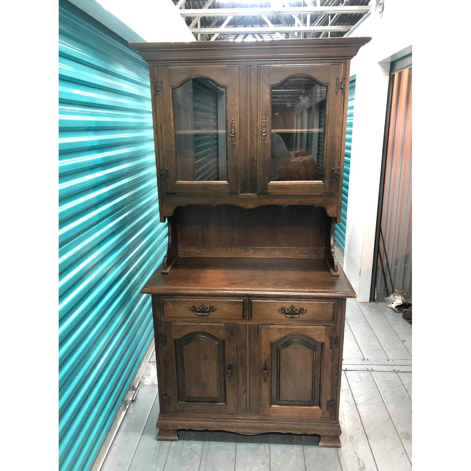 Vintage 1970s Solid Wood Cabinet/Hutch - image-1