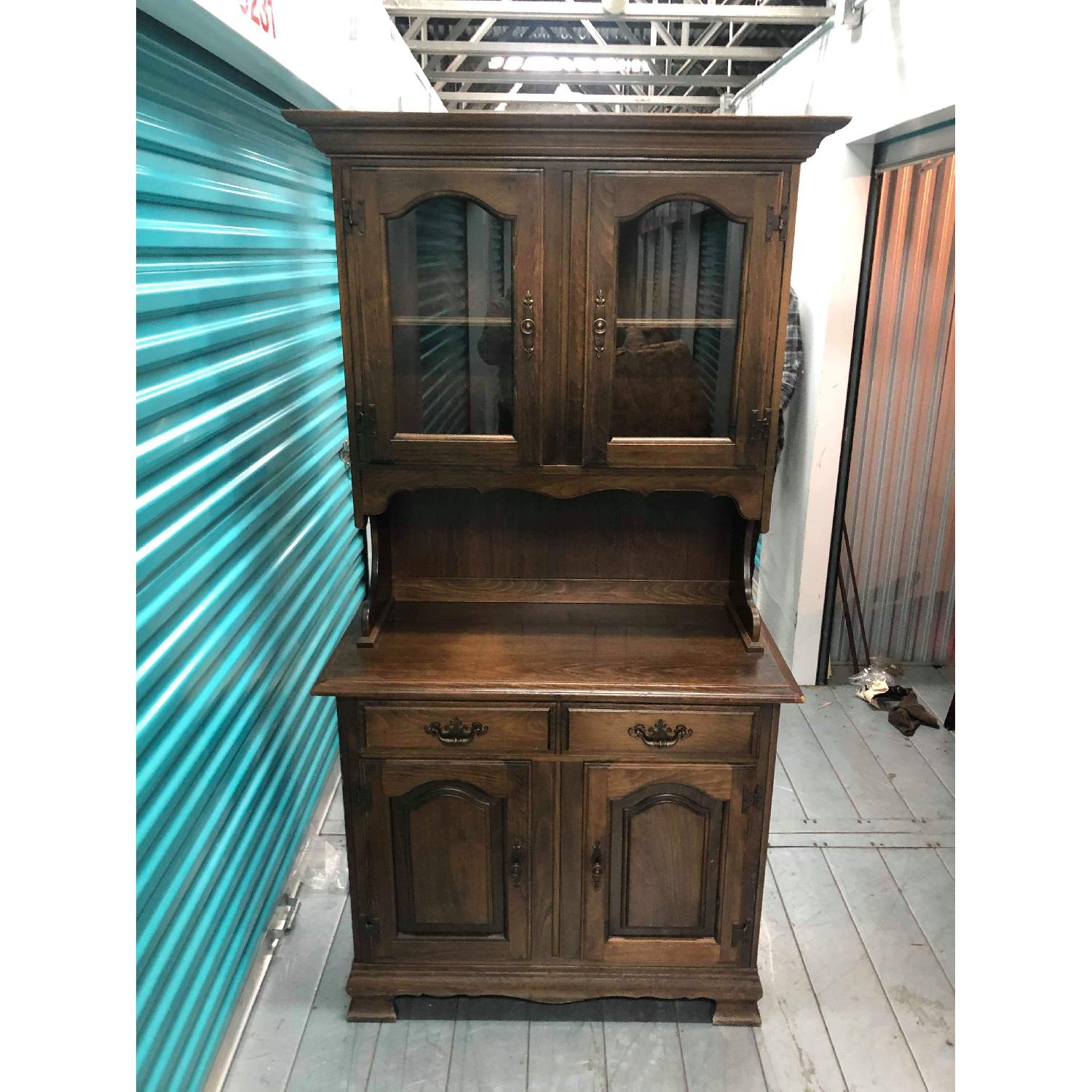 Vintage 1970s Solid Wood Cabinet/Hutch - image-5