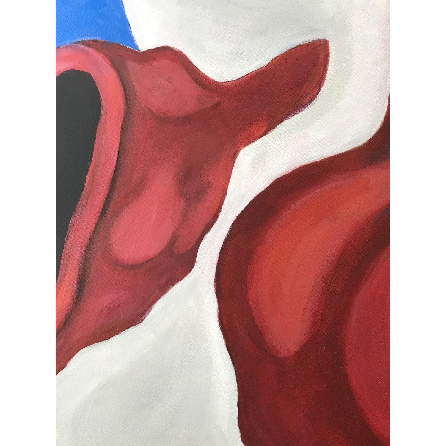 Vintage Abstract Painting Biomorphic by Frank Hertz - image-2