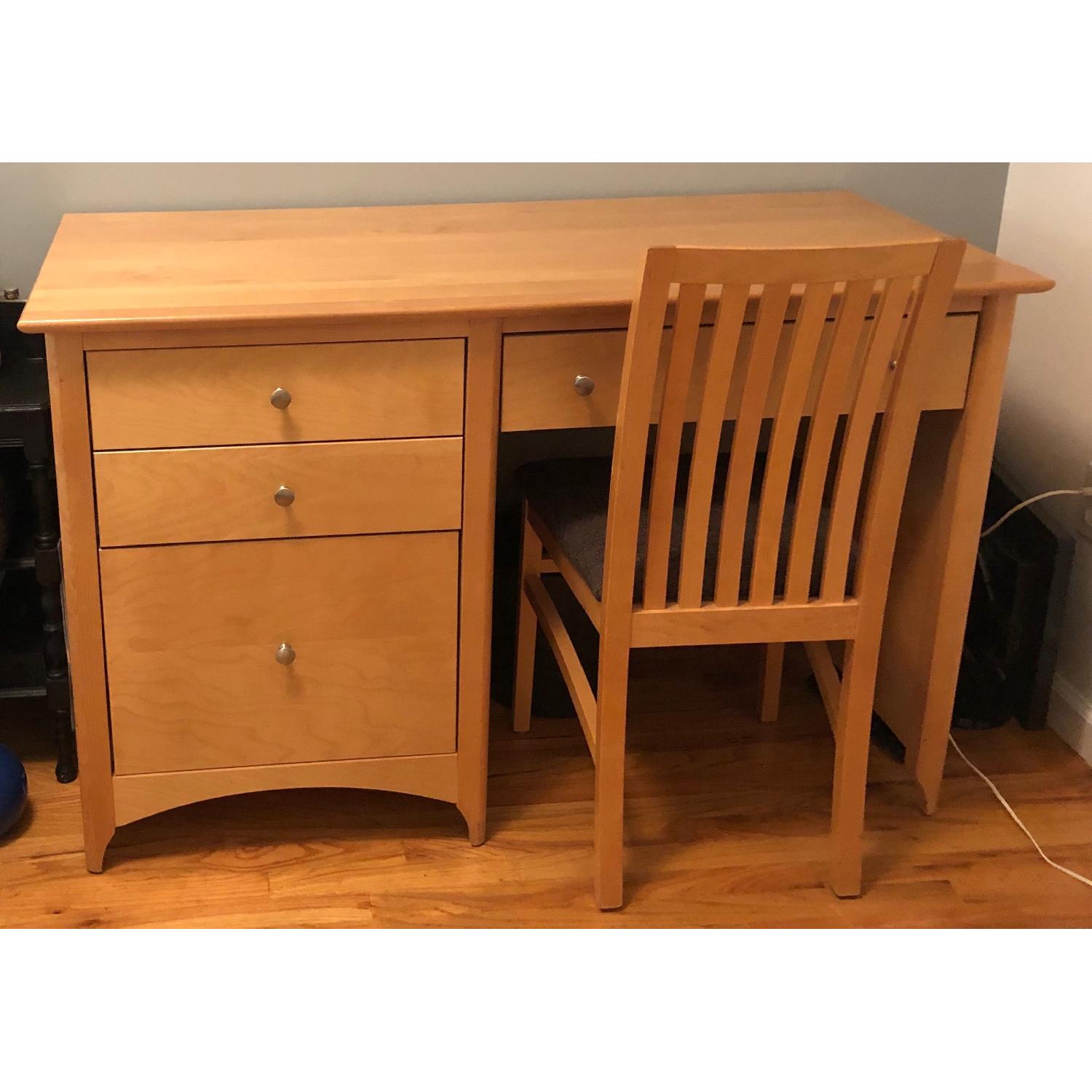 Solid Wood Desk w/ Storage & Matching Chair - image-1