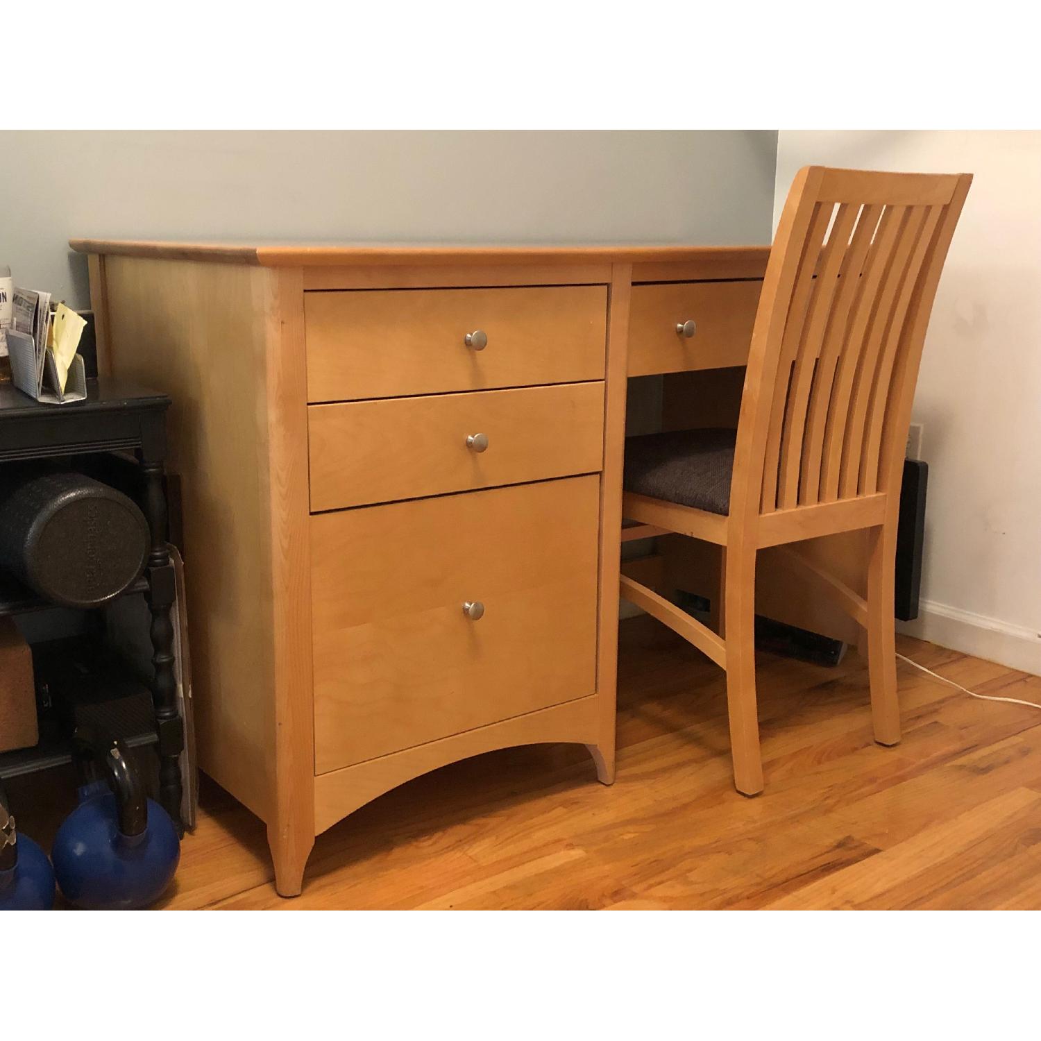 Solid Wood Desk w/ Storage & Matching Chair AptDeco