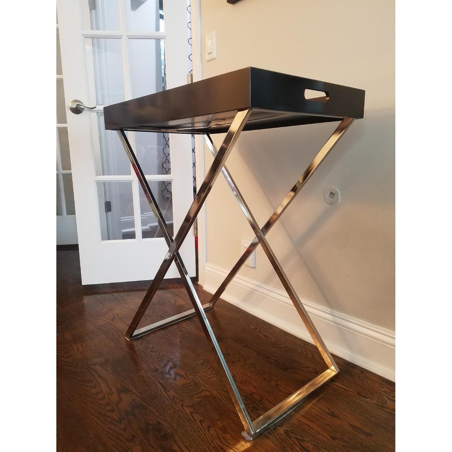West Elm Butler Black Lacquer Tray w/ Stand - AptDeco