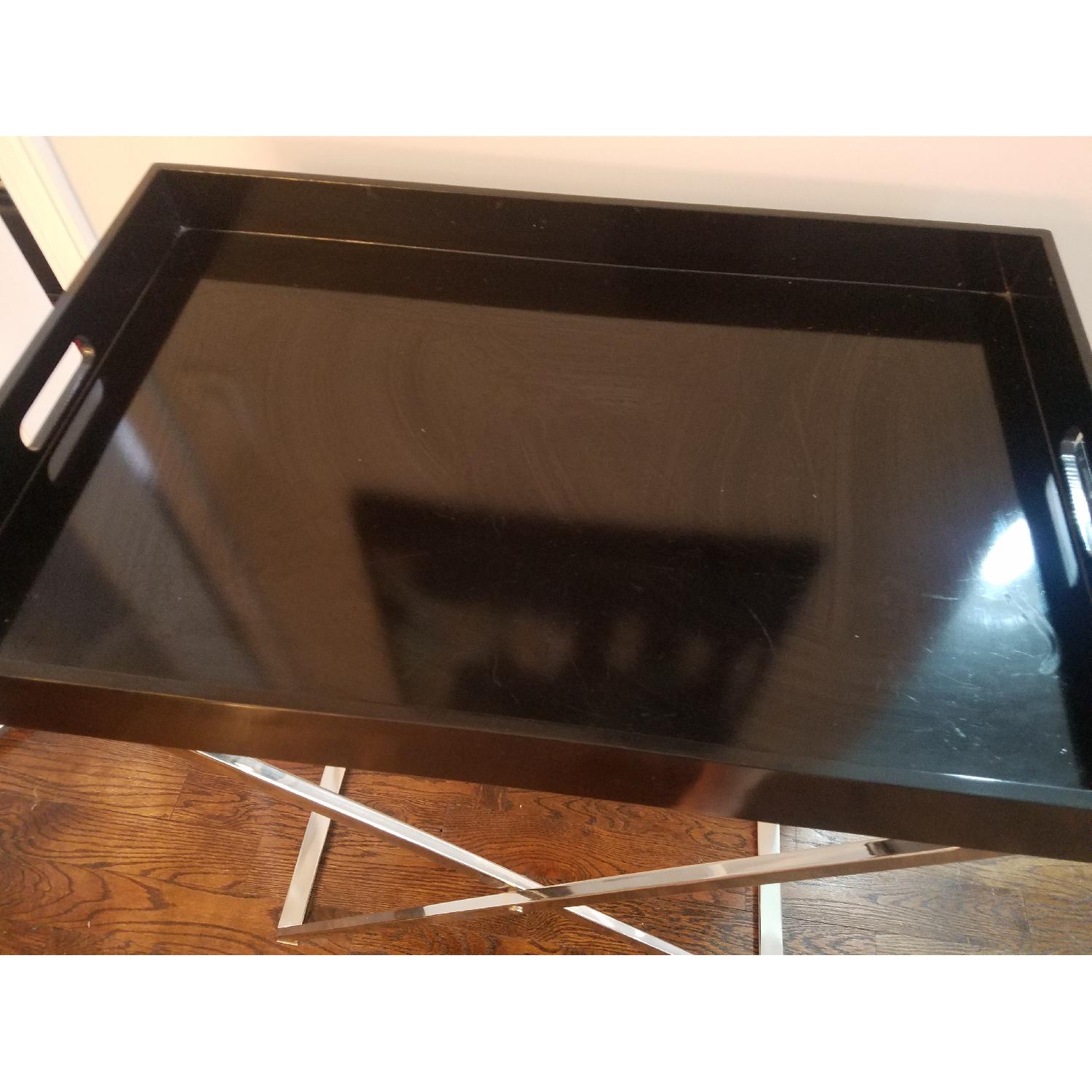 West Elm Butler Black Lacquer Tray w/ Stand - image-3