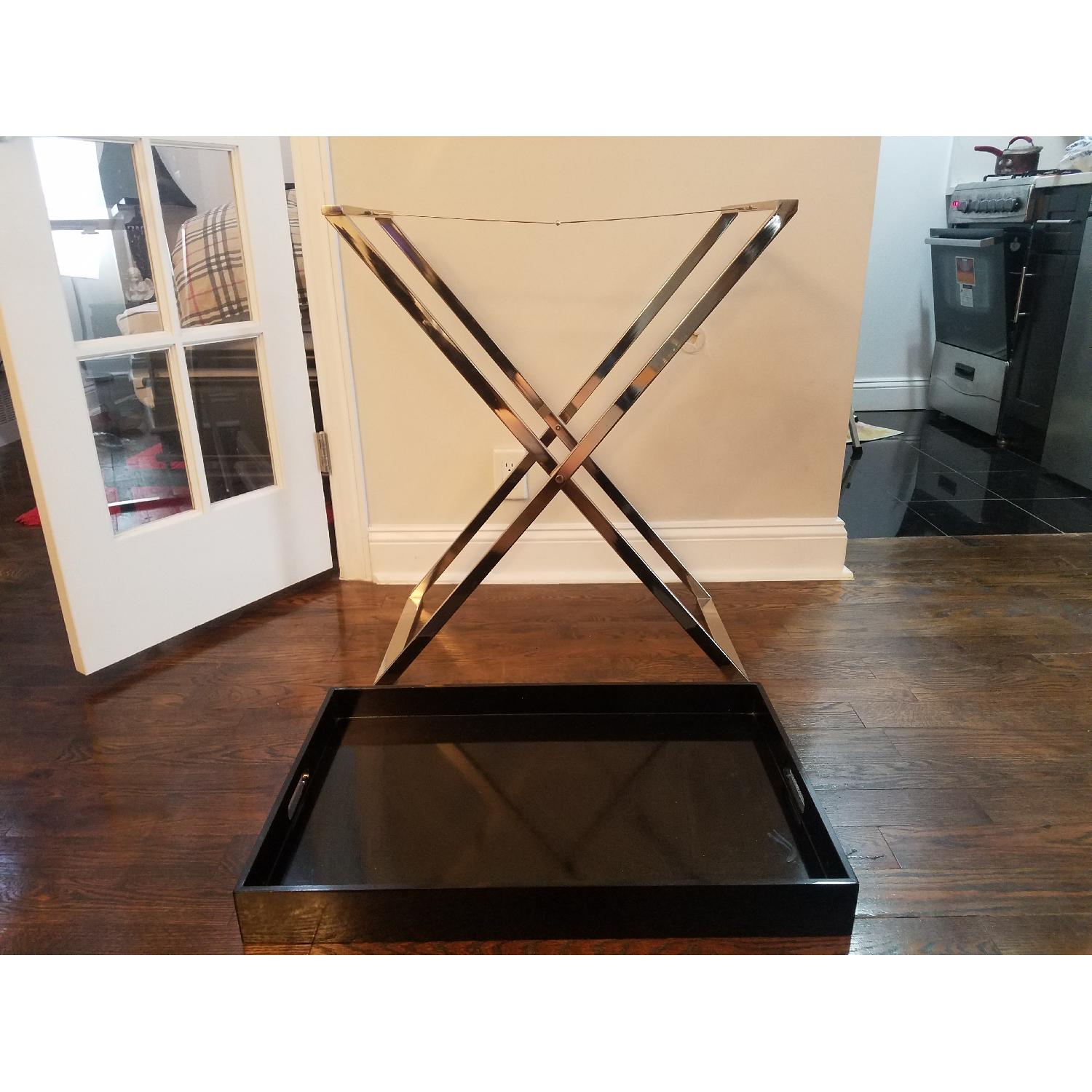 West Elm Butler Black Lacquer Tray w/ Stand - image-4