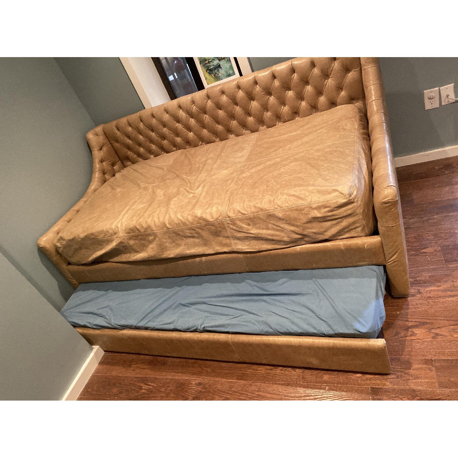 Restoration Hardware Twin Leather Daybed w/ Trundle AptDeco