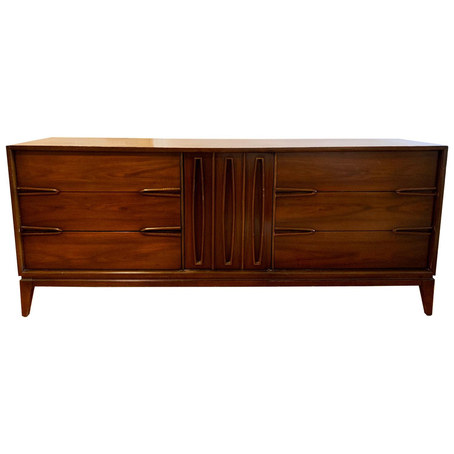 Unagust Vintage Mid Century 9 Drawer Geometric Dresser - image-0