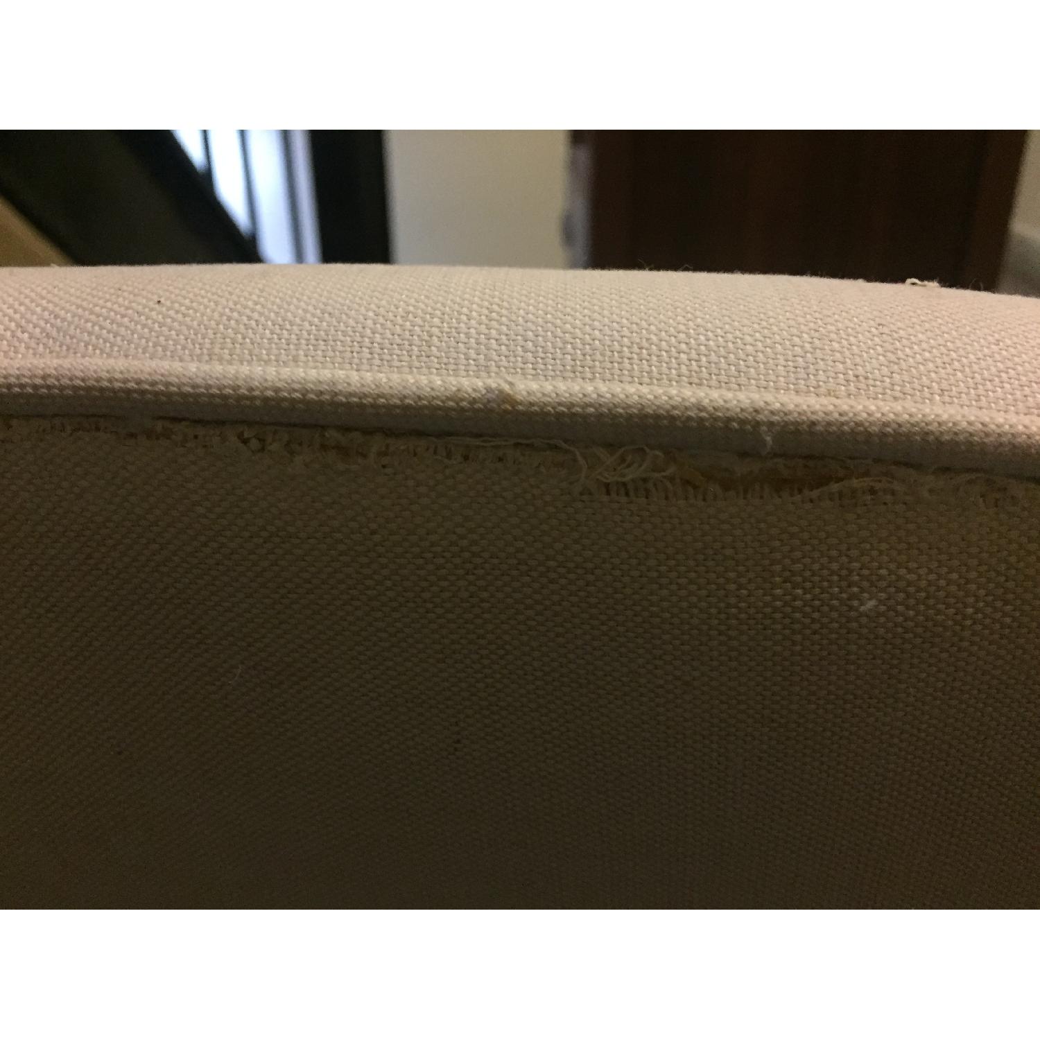 Vintage Camelback Linen Sofa with Down Seat - image-8