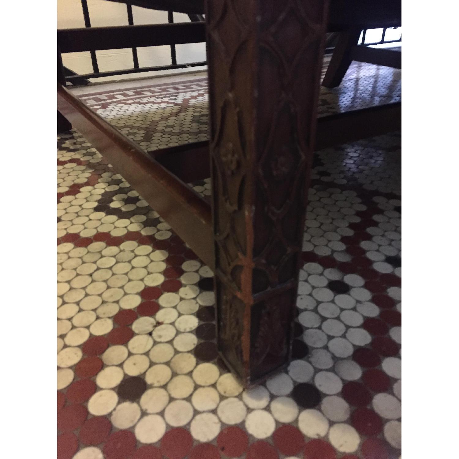 Vintage Camelback Linen Sofa with Down Seat - image-5