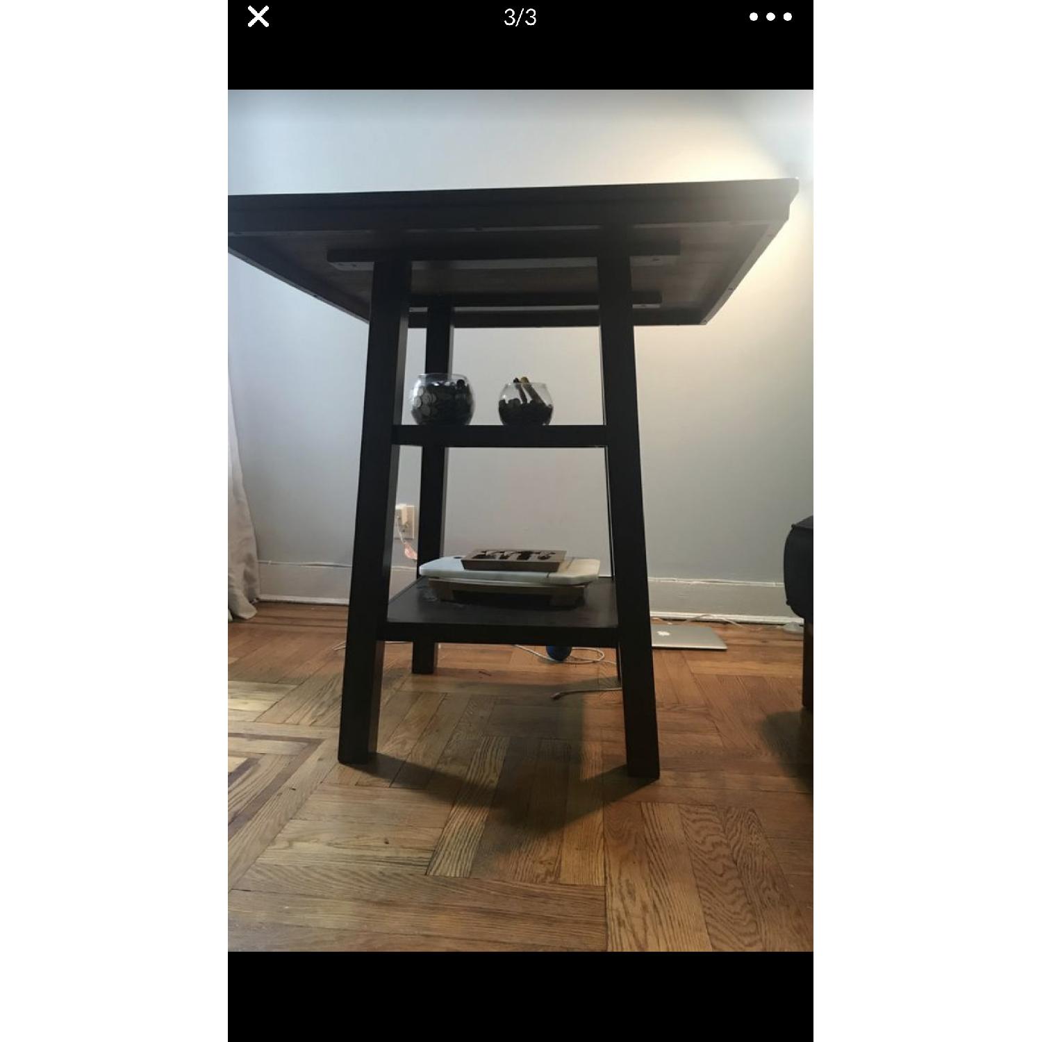 Dark Wood Square Dining Table w/ Storage - image-1