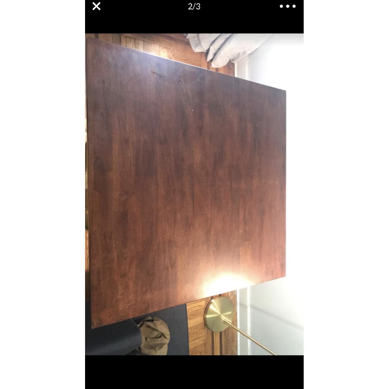 Dark Wood Square Dining Table w/ Storage - image-3