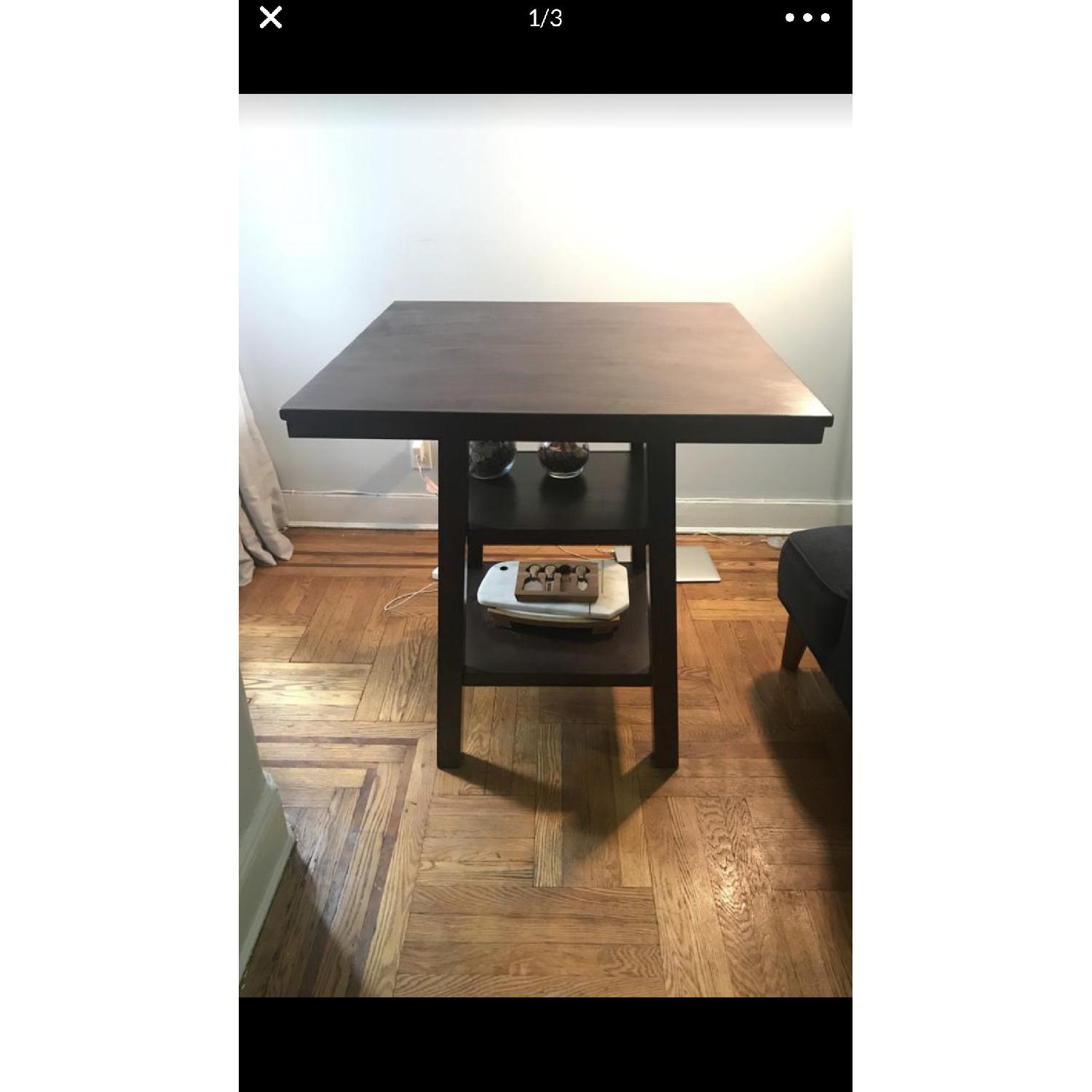 Dark Wood Square Dining Table w/ Storage - image-2