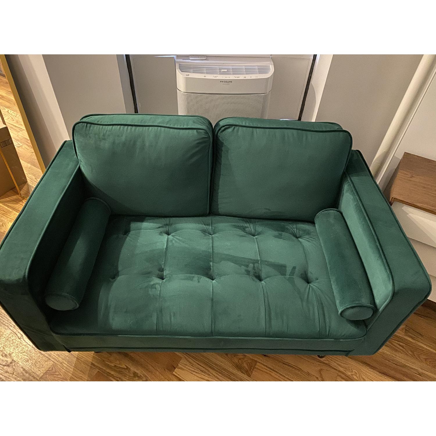 Emerald Green Velvet Loveseat - image-2