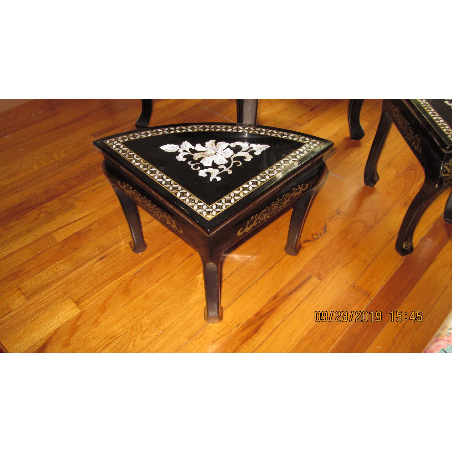 Oriental Tea/Coffee Table w/ 4 Stools - image-1
