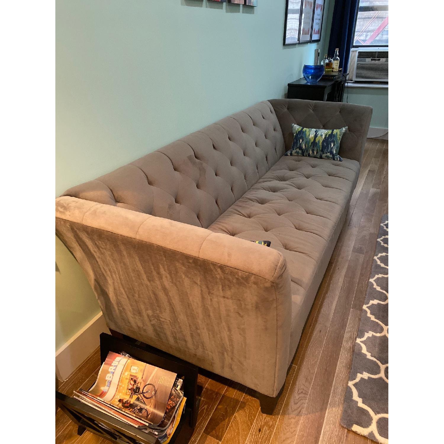 Grey Microfiber Tufted Sofa - image-3