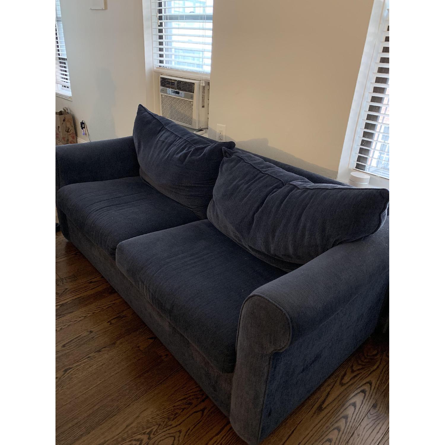 Vintage Navy Blue Corduroy Sleeper Sofa AptDeco