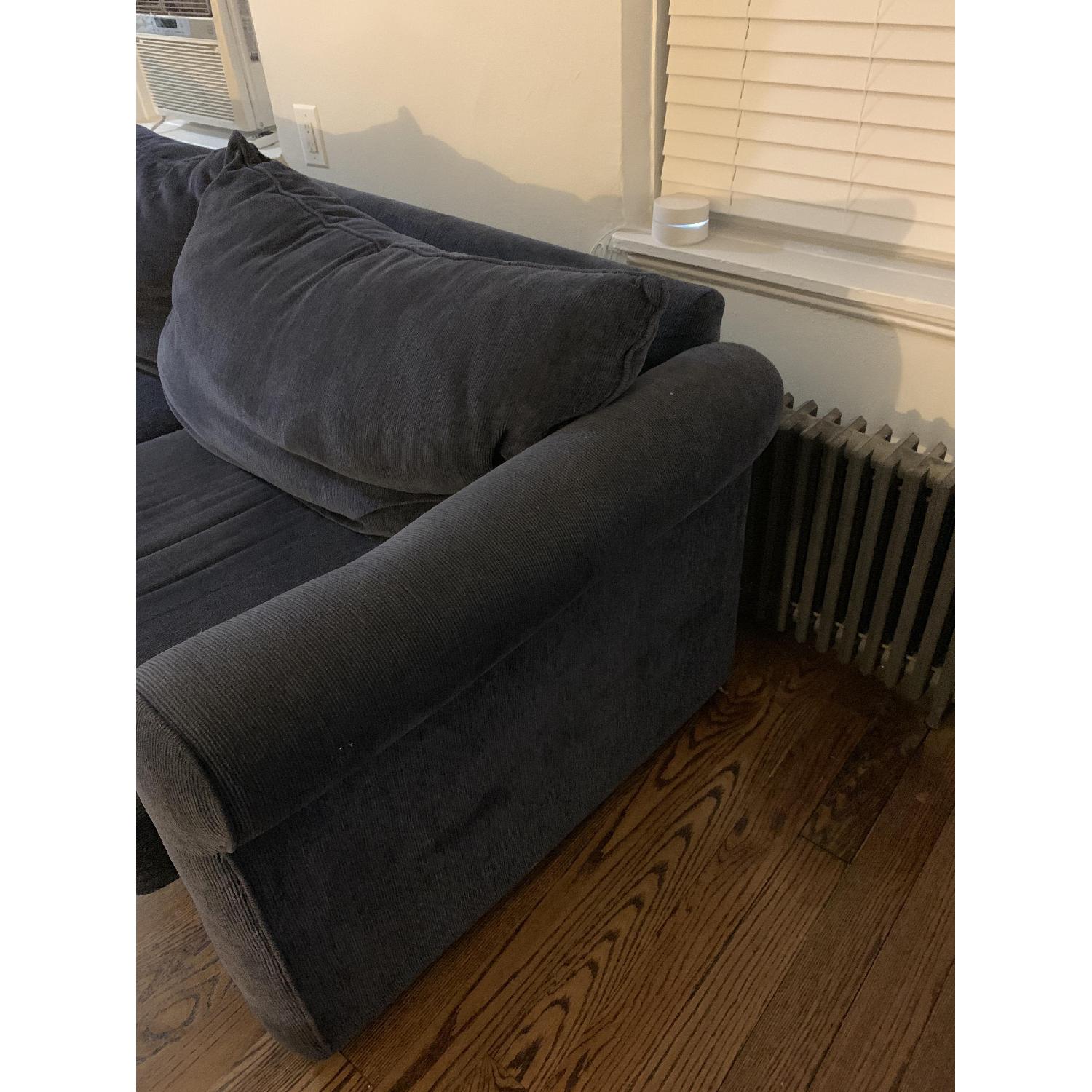Vintage Navy Blue Corduroy Sleeper Sofa - image-3
