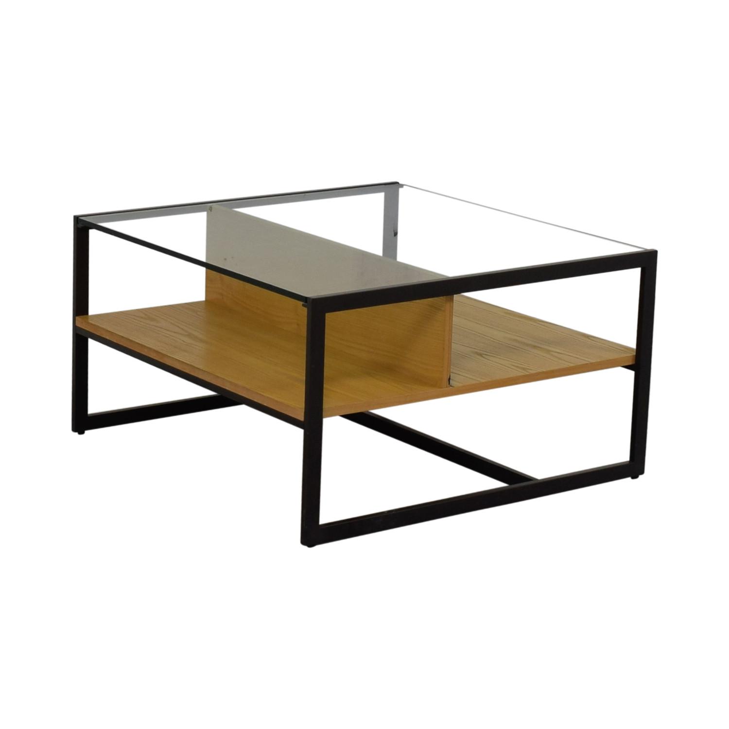 West Elm Glass & Wood Display Coffee Table - image-1