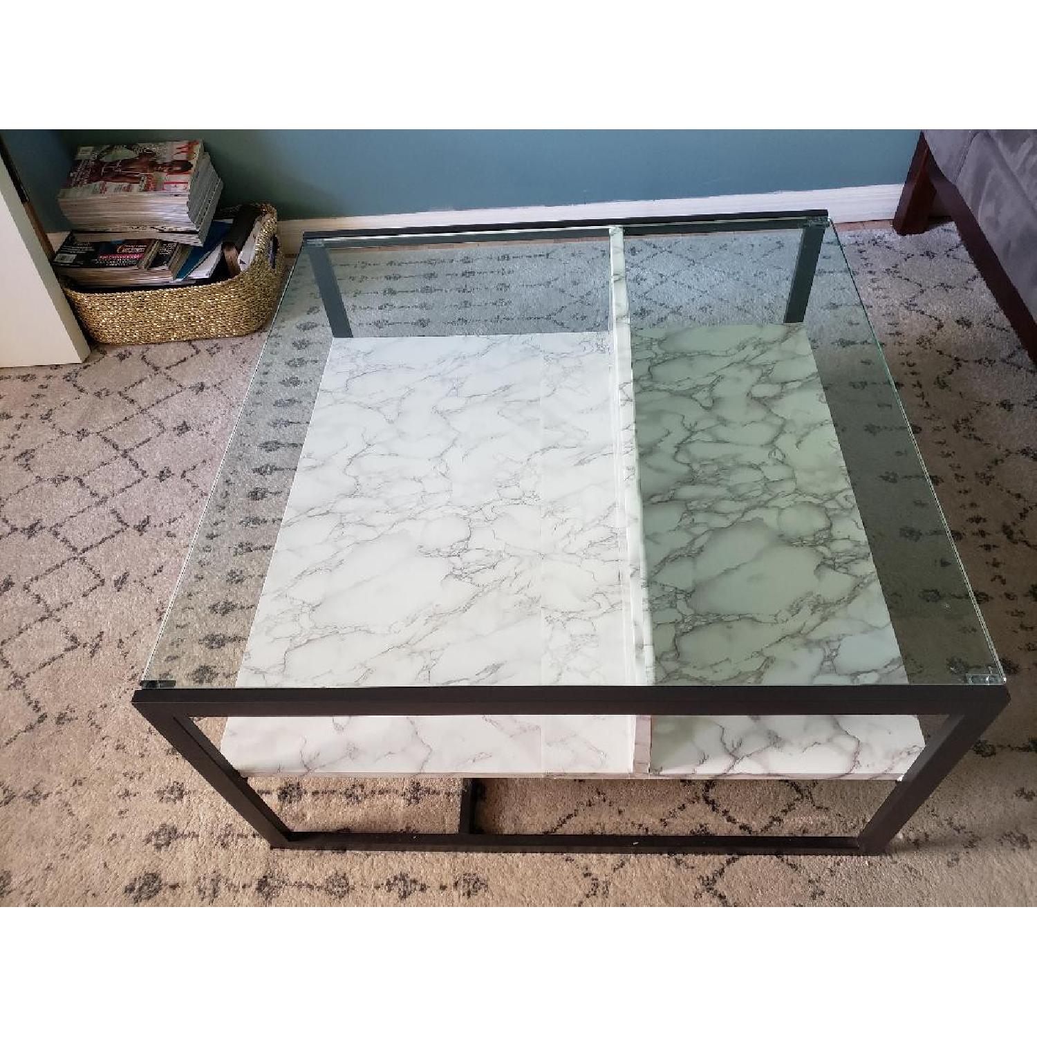 West Elm Glass & Wood Display Coffee Table - image-3