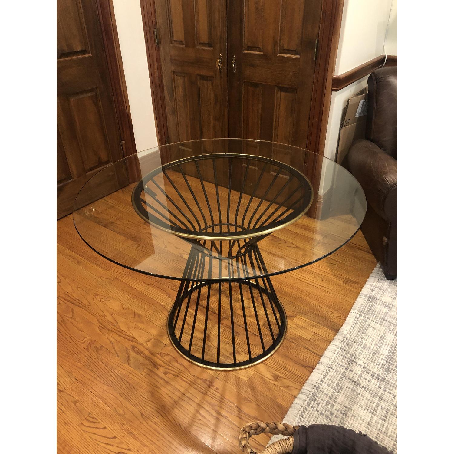 West Elm Round Glass Top Hourglass Table AptDeco