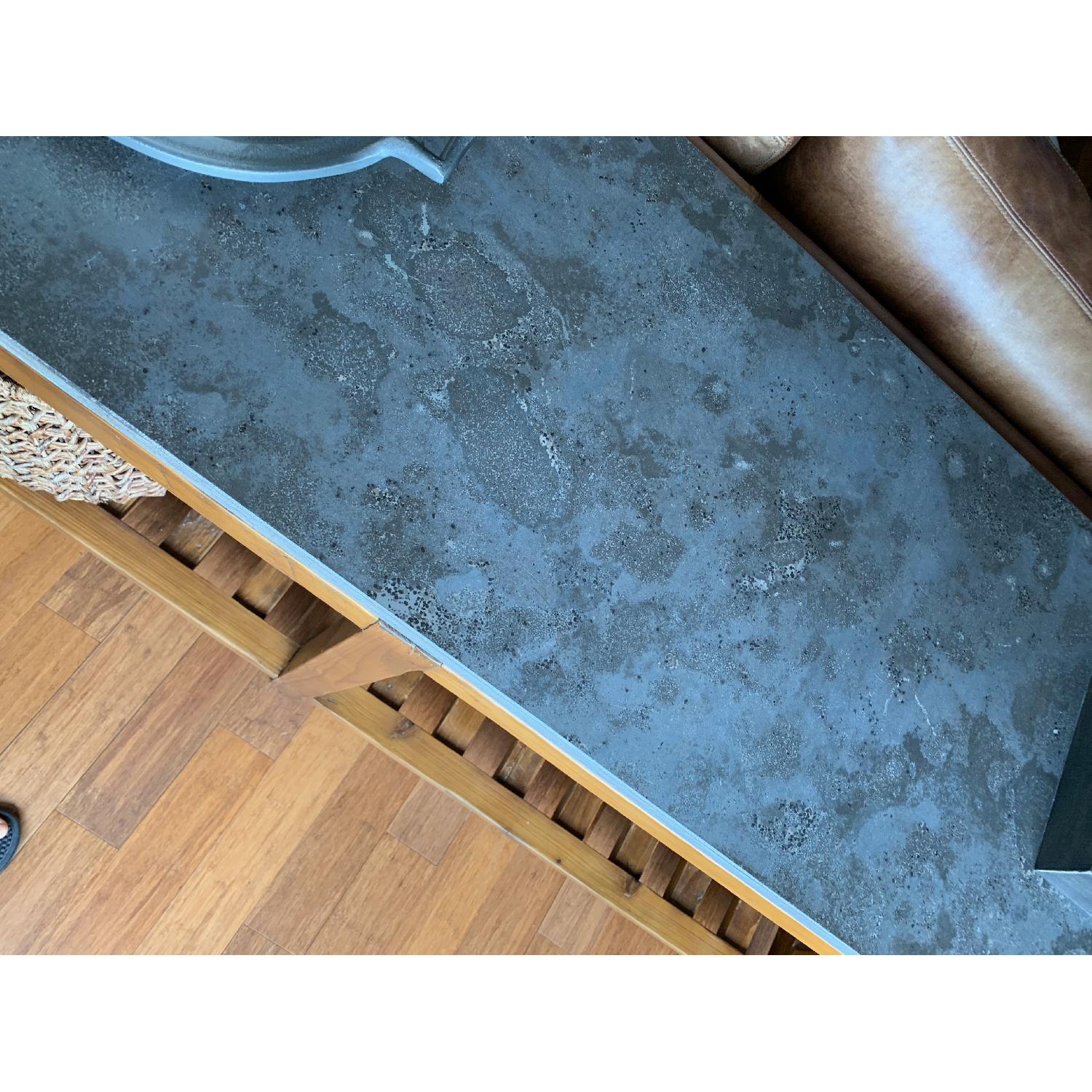Crate & Barrel Console Table w/ Blue Marble Top - image-2