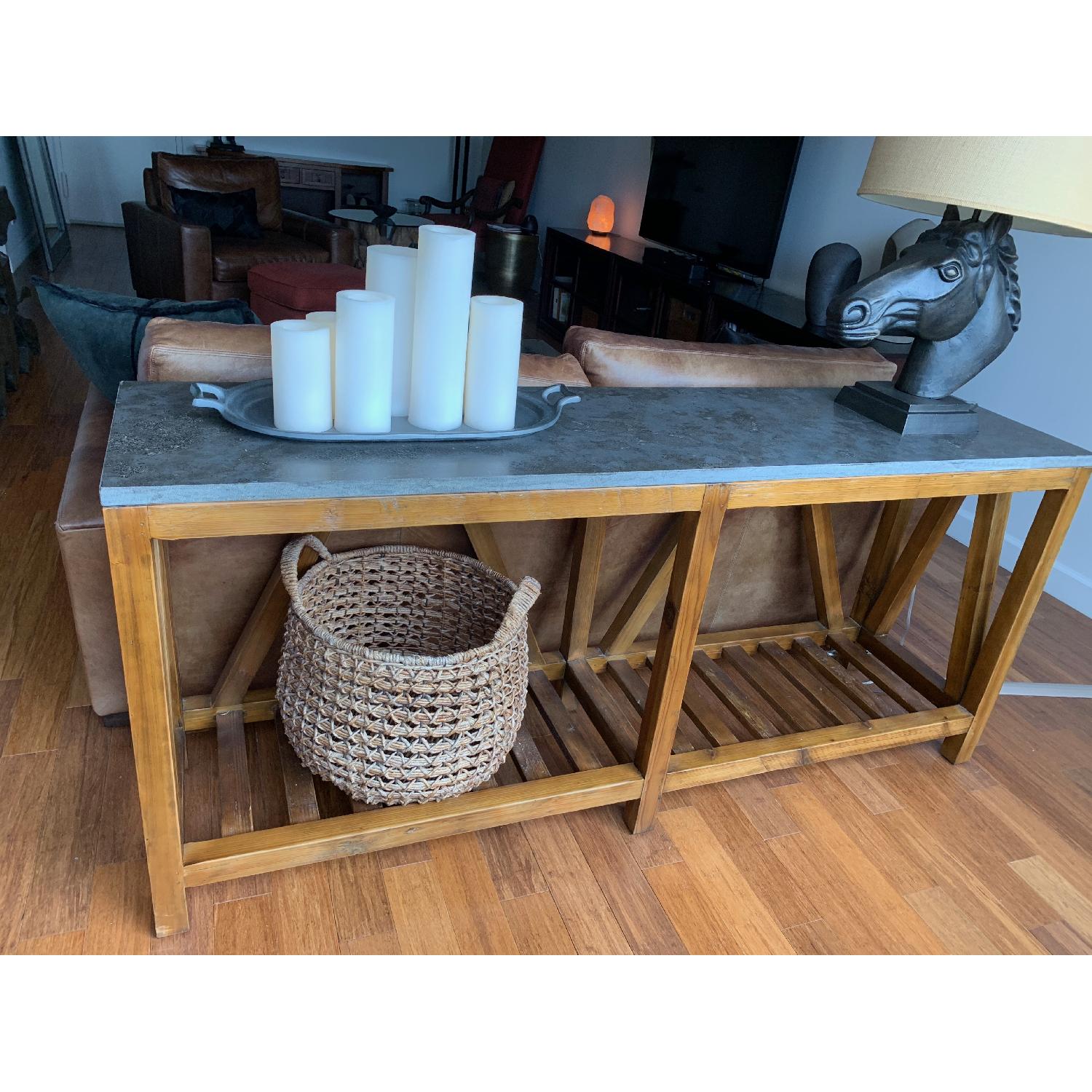Crate & Barrel Console Table w/ Blue Marble Top - image-3