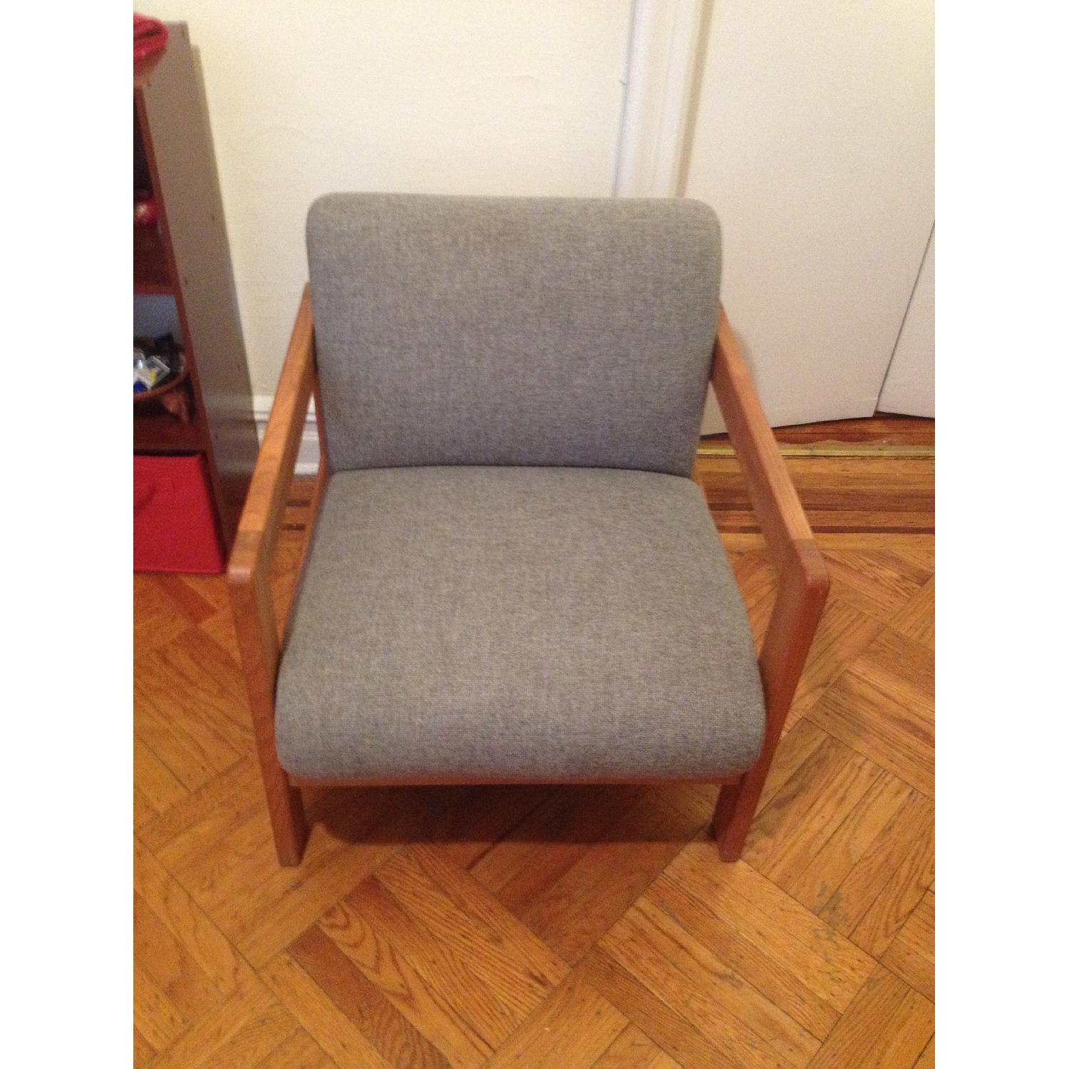 Fabric Upholstered Wooden Lounge Chair - image-1