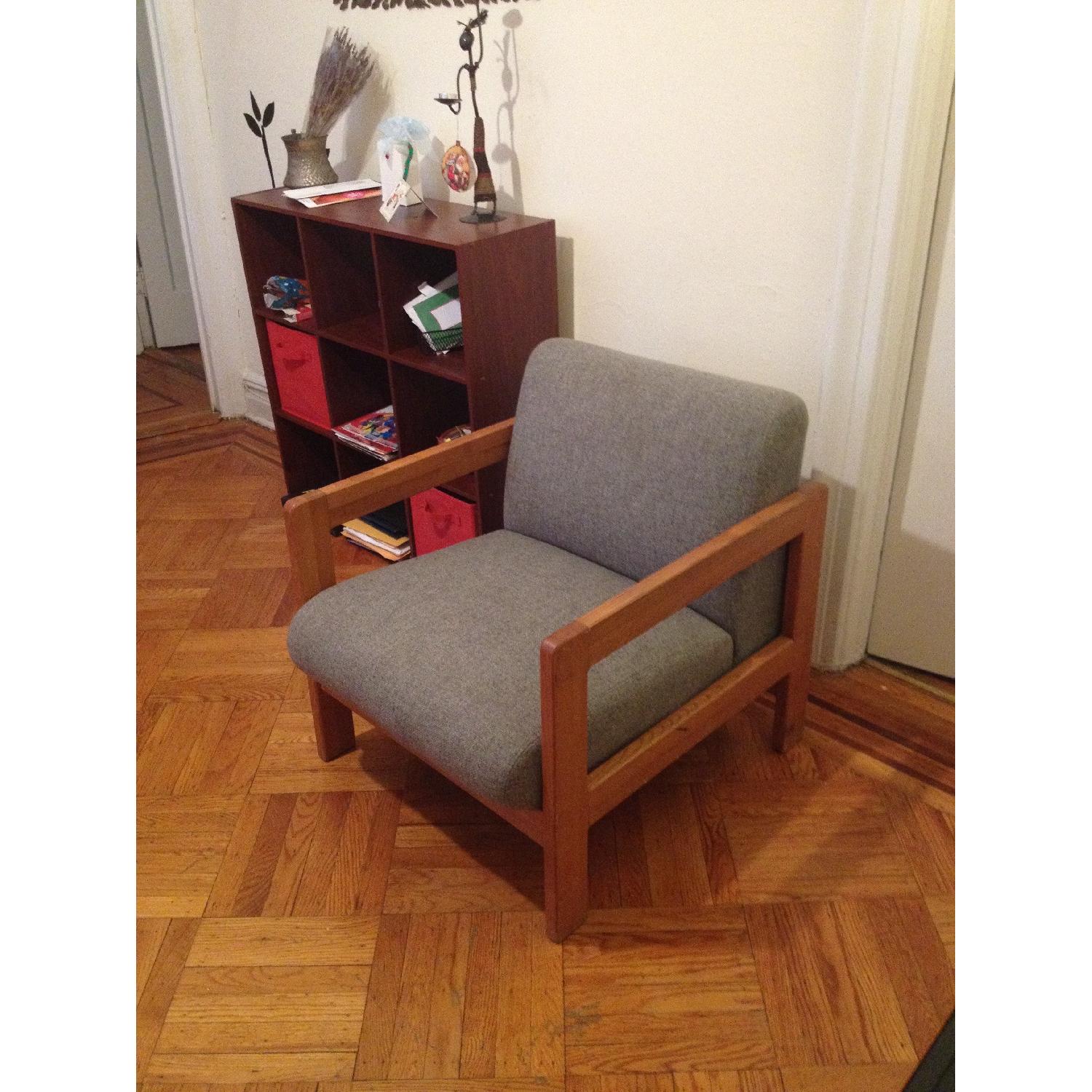 Fabric Upholstered Wooden Lounge Chair - image-2