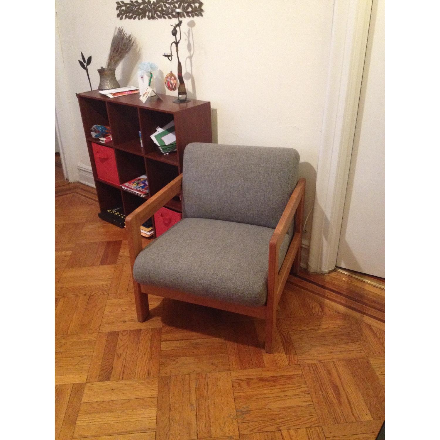 Fabric Upholstered Wooden Lounge Chair - image-3