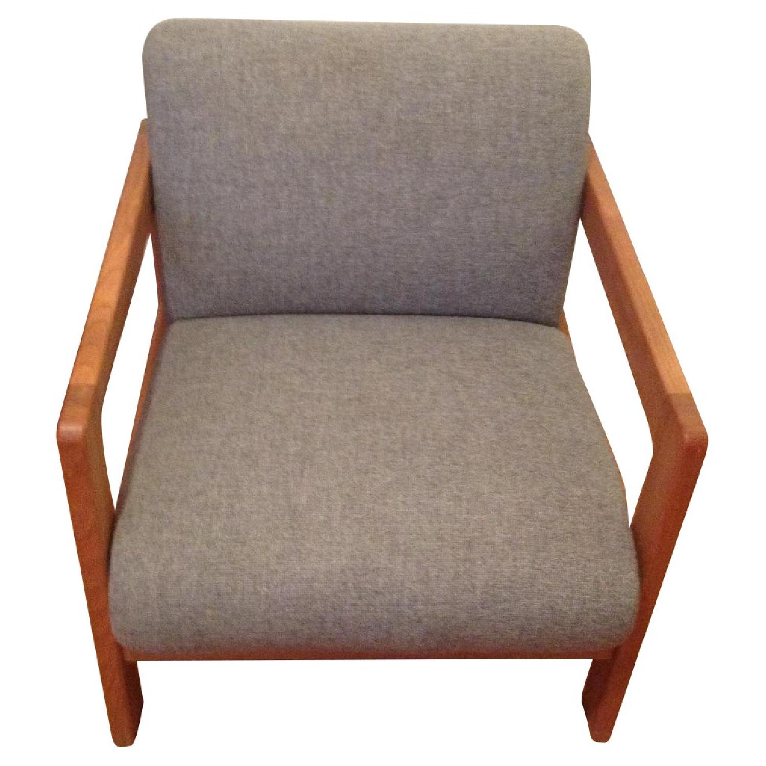 Fabric Upholstered Wooden Lounge Chair - image-0