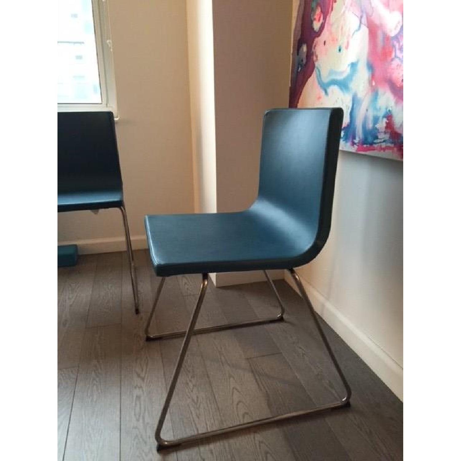 Ikea Glass/Chrome Table w/ 4 Leather/Chrome Chairs - image-4