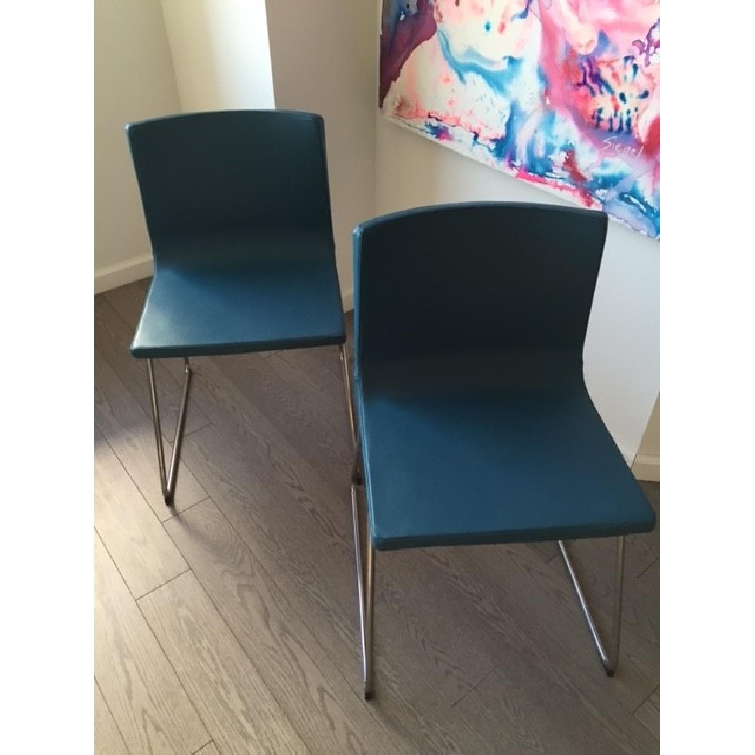 Ikea Glass/Chrome Table w/ 4 Leather/Chrome Chairs - image-6