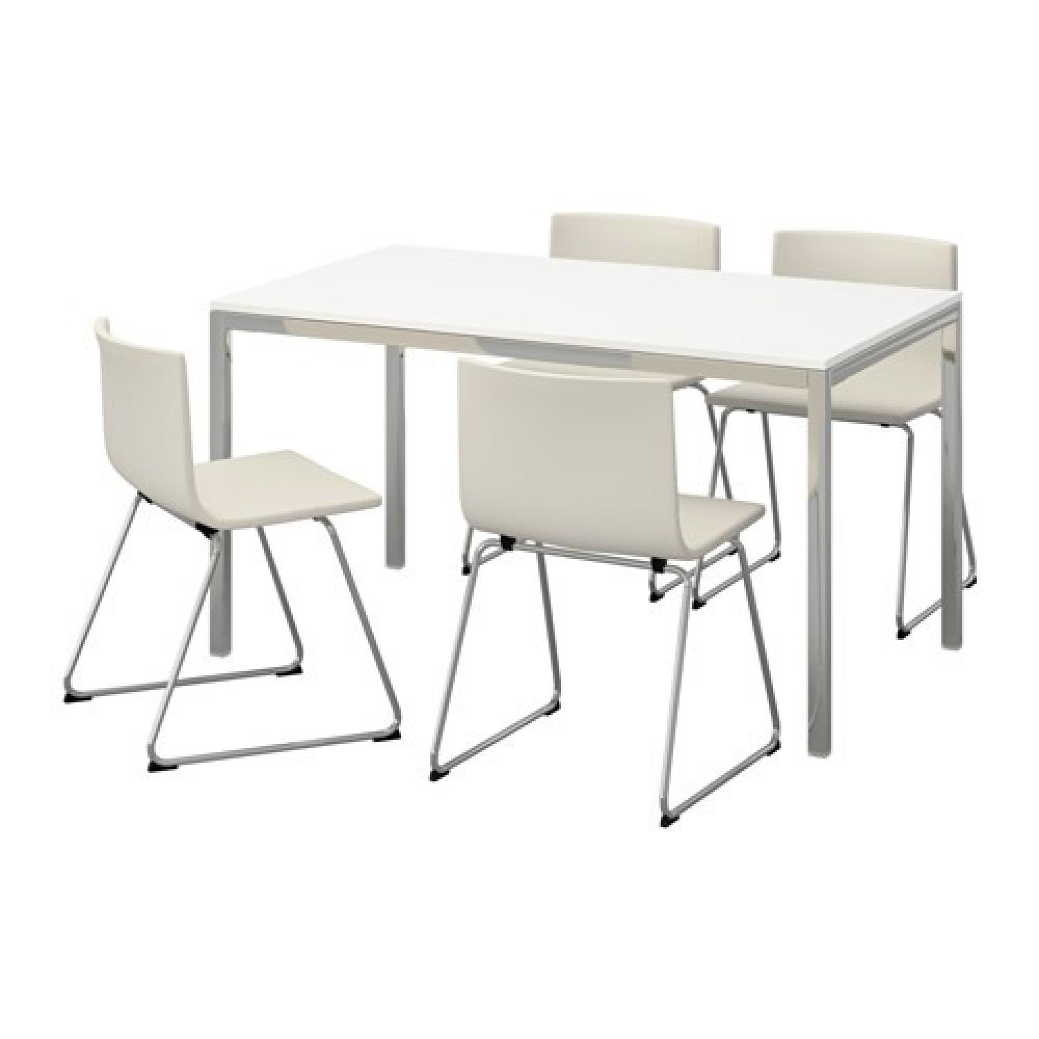 Ikea Glass/Chrome Table w/ 4 Leather/Chrome Chairs - image-8