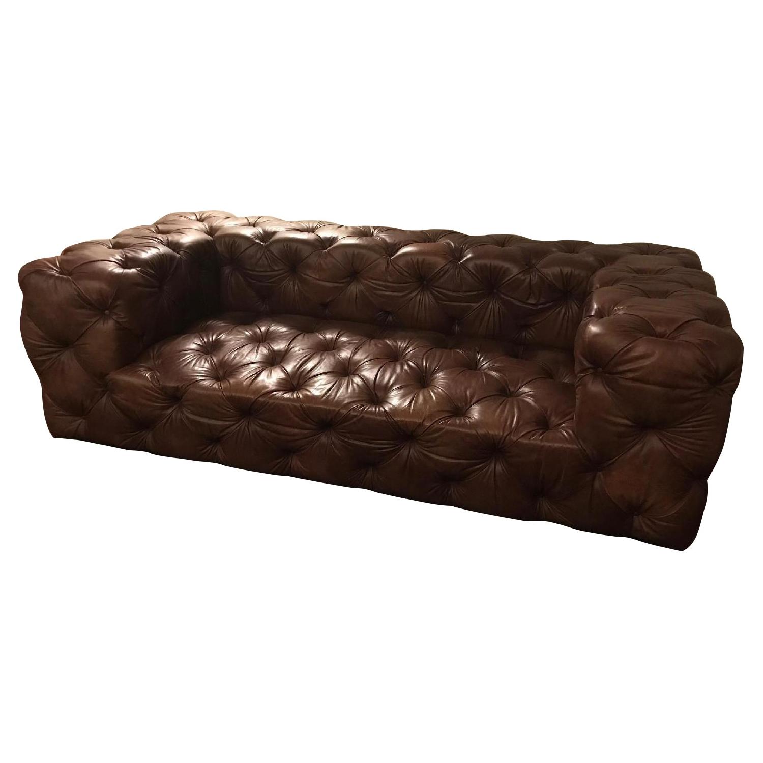 Restoration Hardware Soho Tufted Leather Sofa AptDeco