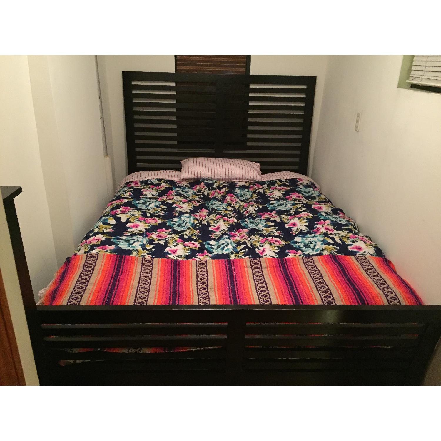 Ikea Black Wooden Queen Size Bed Frame - image-1