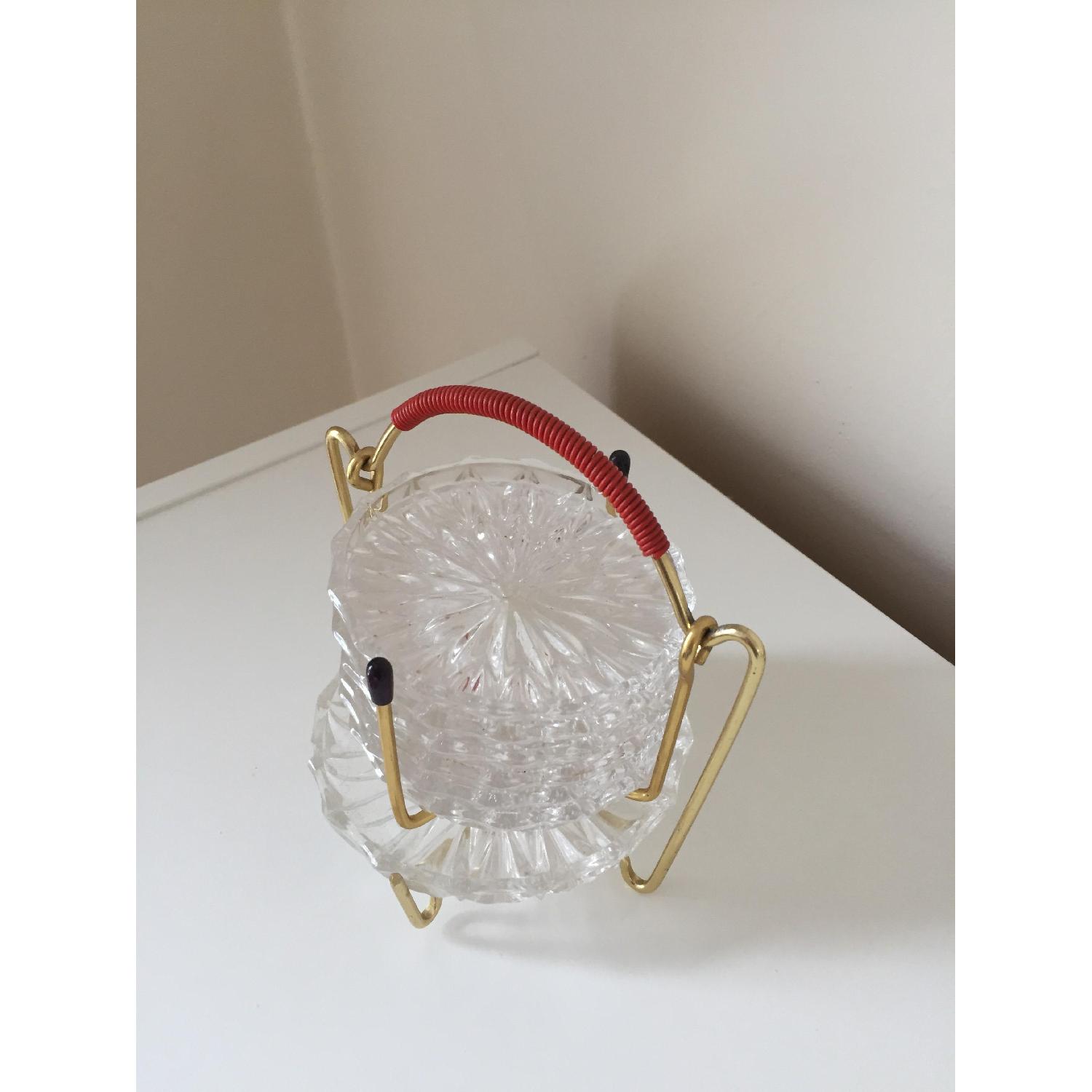 Vintage Crystal Coasters & Wine Holder - image-1