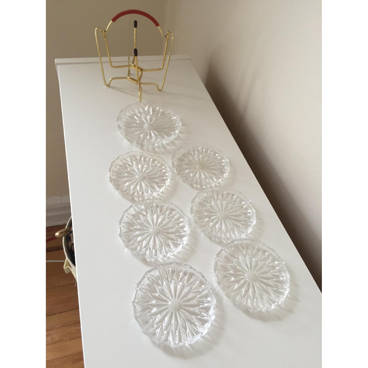 Vintage Crystal Coasters & Wine Holder - image-2