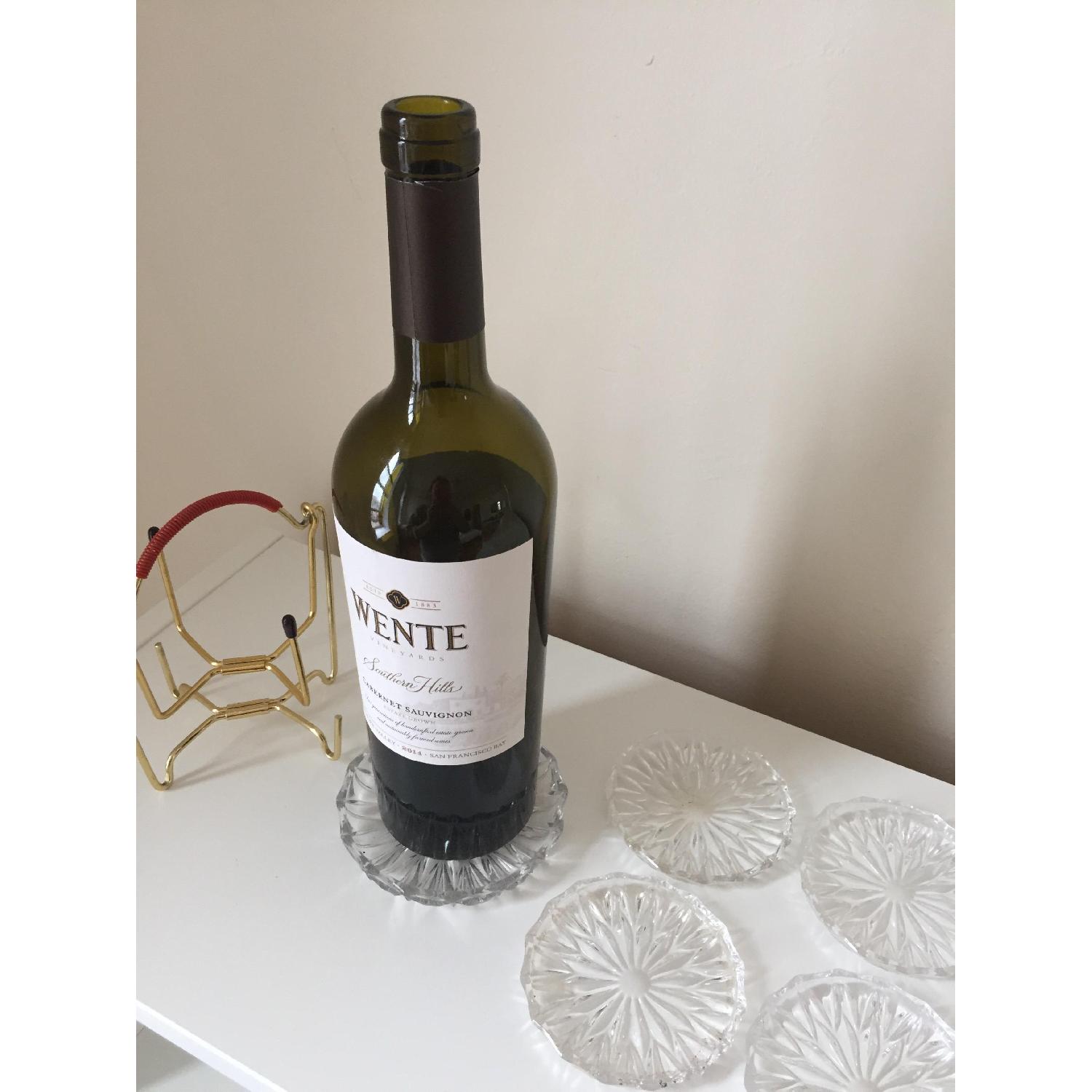 Vintage Crystal Coasters & Wine Holder - image-3
