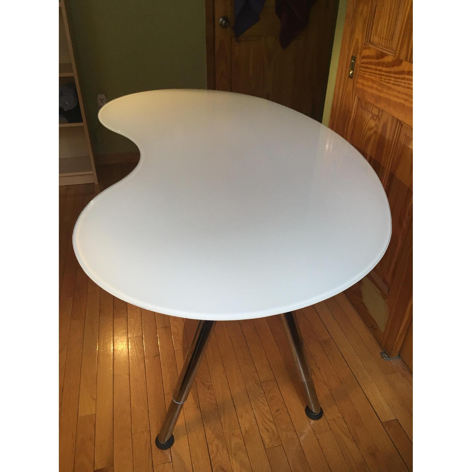 Ikea Large Frosted White Glass Galant Desk w/ Chrome Adjustable Legs - image-2