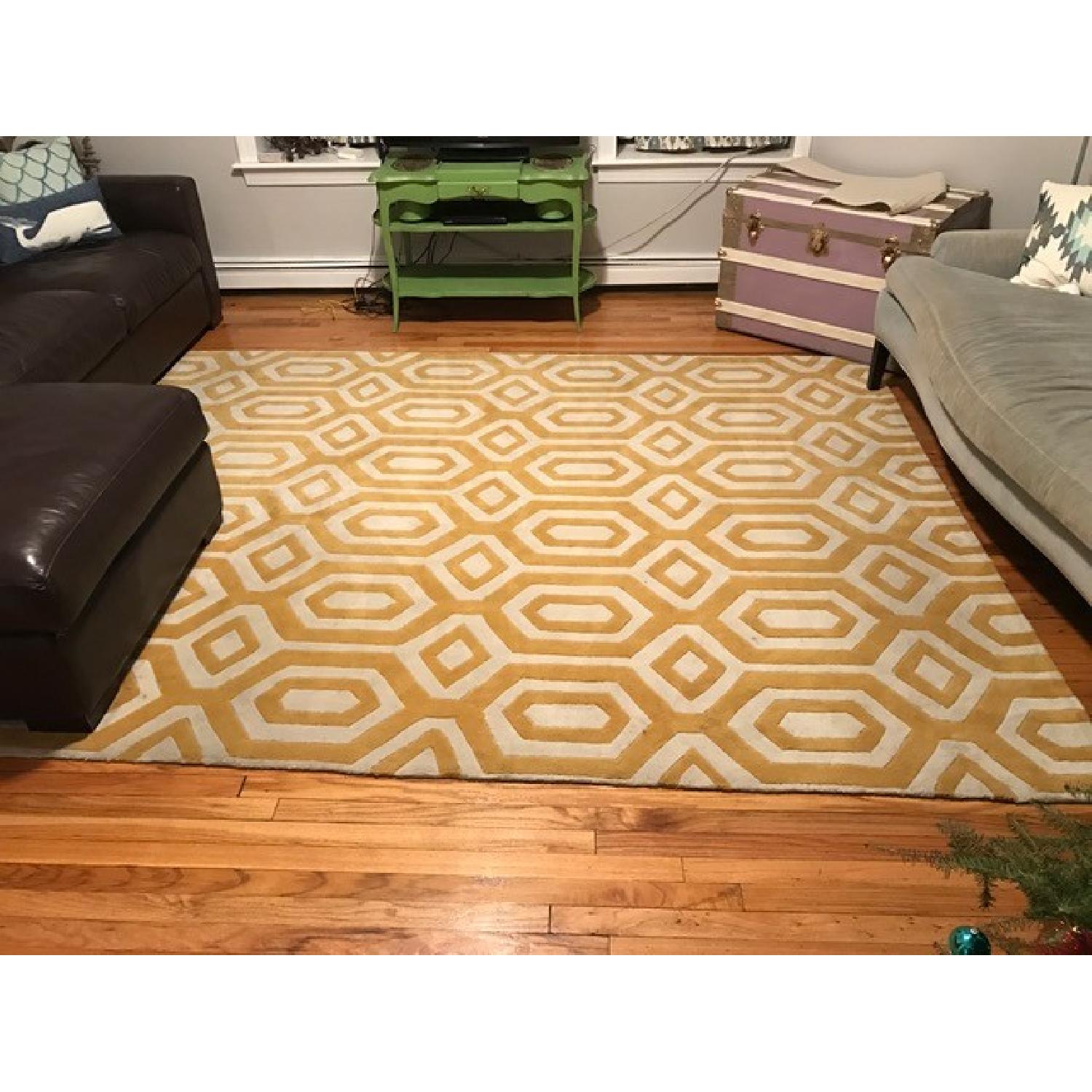 Geometric Yellow Area Rug - AptDeco