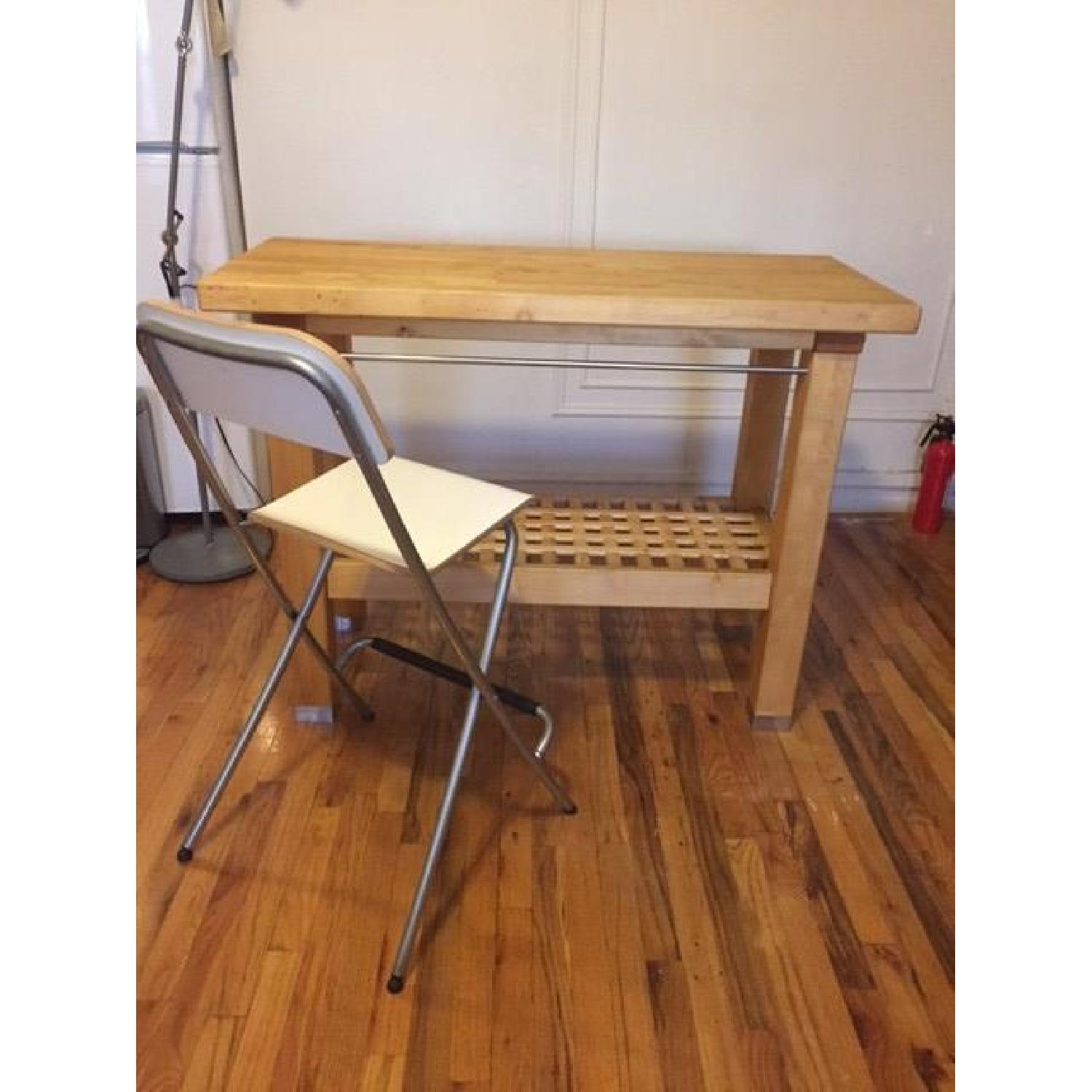 Ikea Kitchen Island/Counter Table w/ 2 Folding Chairs - image-5