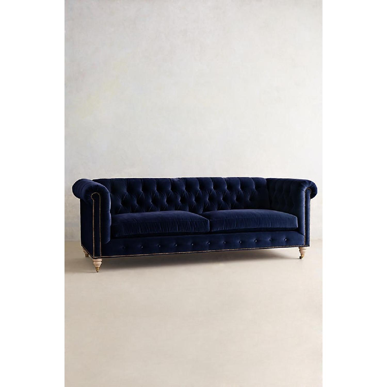 Anthropologie Velvet Lyre Chesterfield Sofa - Thumbnail 3