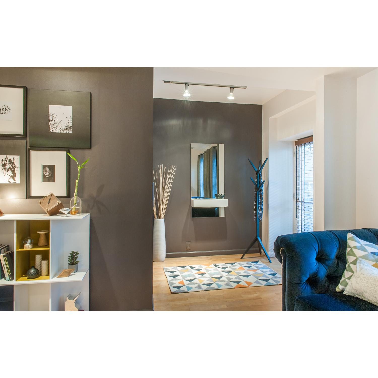 Anthropologie Velvet Lyre Chesterfield Sofa in Wilcox Blue Crush - image-3