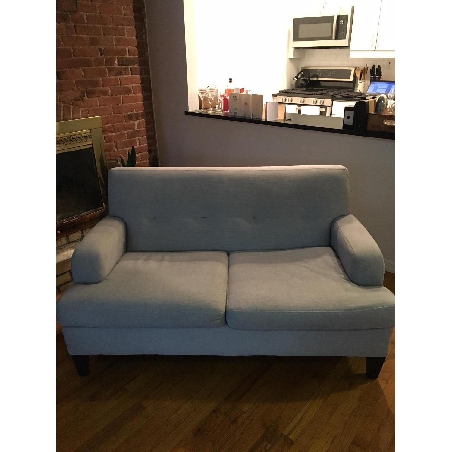 Modern Light Blue Loveseat - image-1