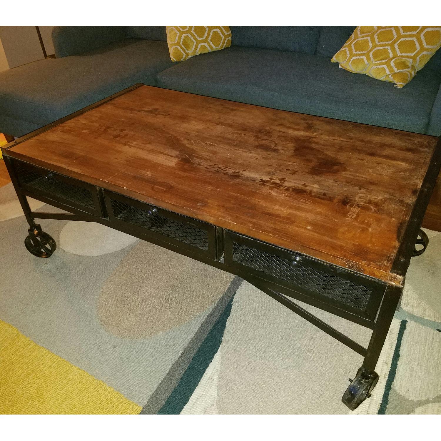 Rustic Industrial Coffee Table - image-1