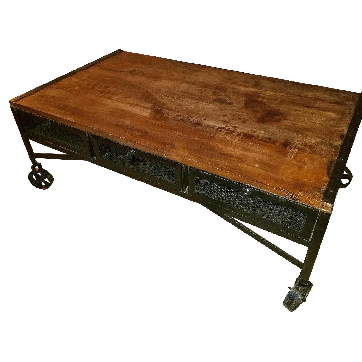 Rustic Industrial Coffee Table - image-11