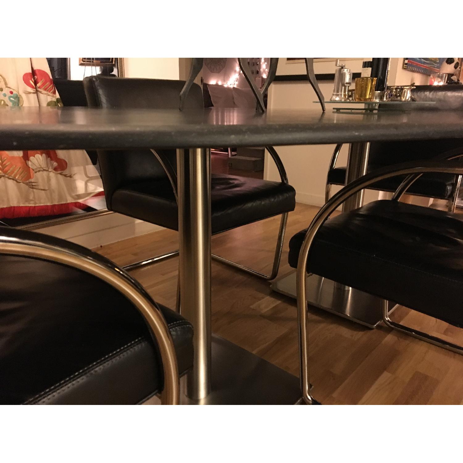 Zona Gray Granite Dining Room Table w/ Brushed Steel Pedestals - image-2