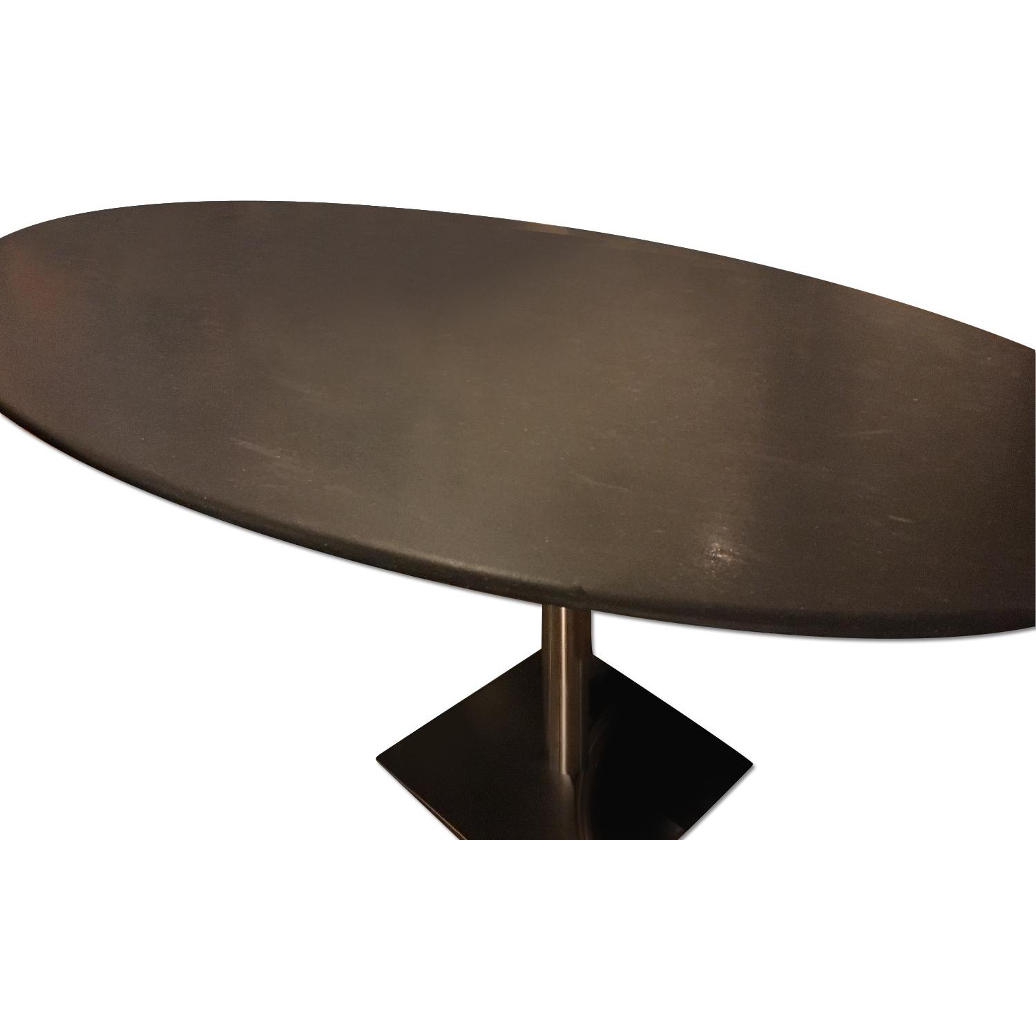 Zona Gray Granite Dining Room Table w/ Brushed Steel Pedestals - image-0