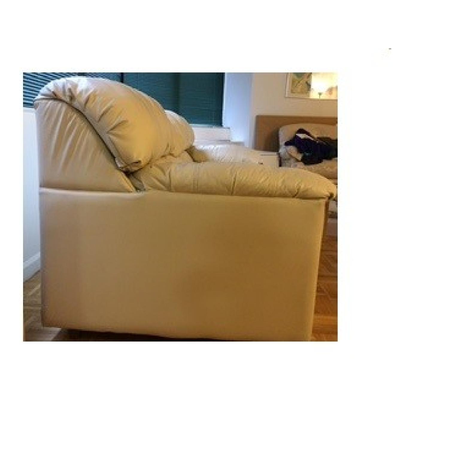 Beige Leather Sleeper Sofa - image-2